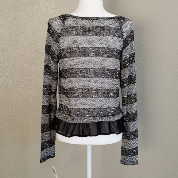 Striped Sweater With Ruffle trim - Picture 2 of 5